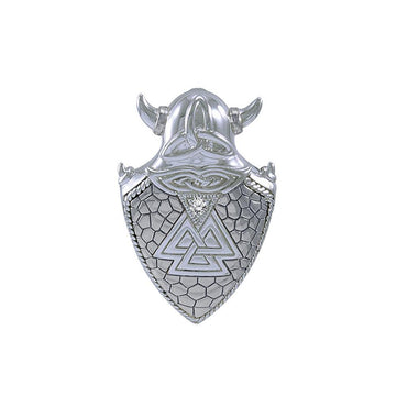 Viking Valknut Shield Silver Pendant TPD4395 - Jewelry